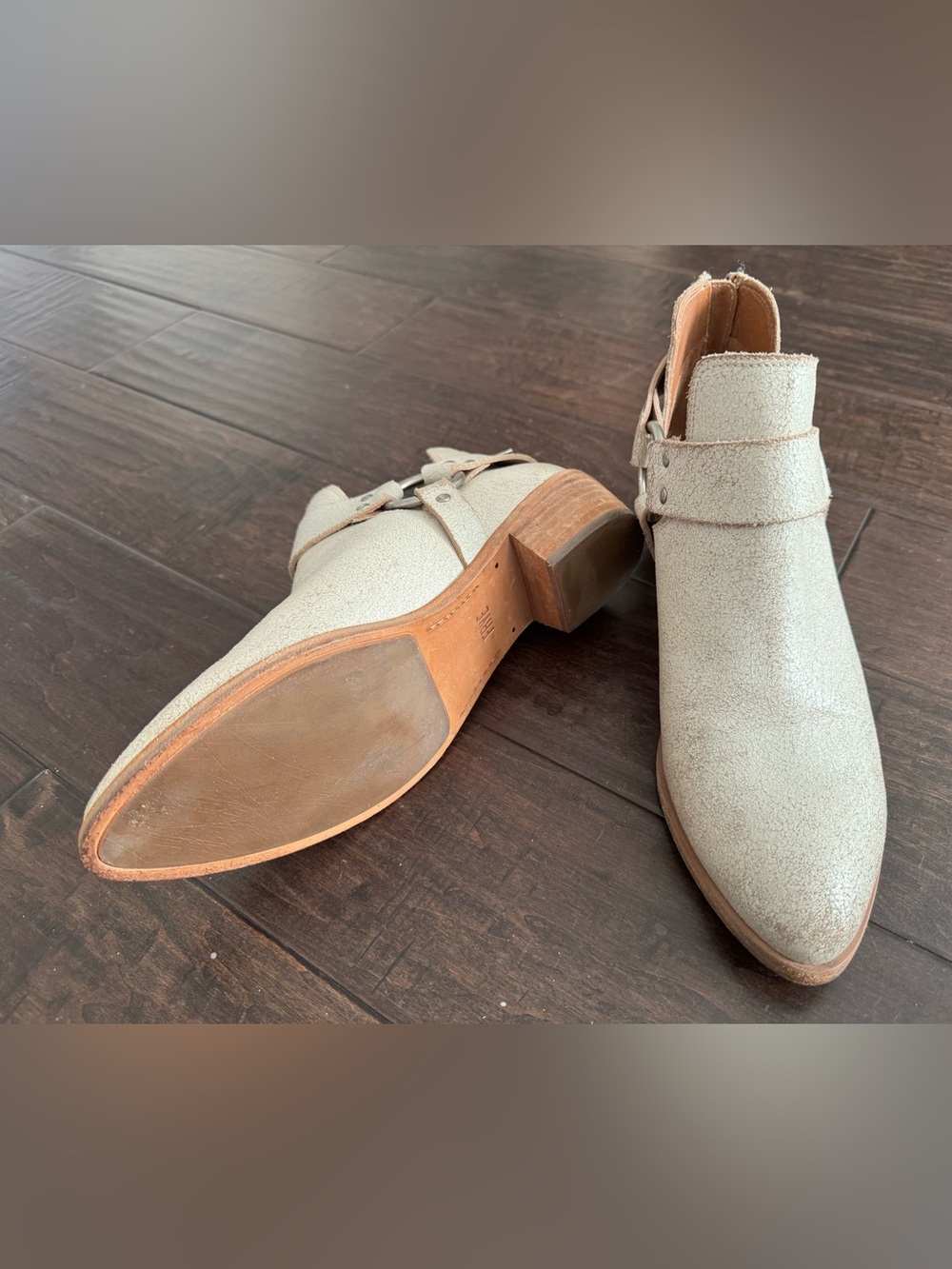 Frye Light Taupe Harness Ankle Booties